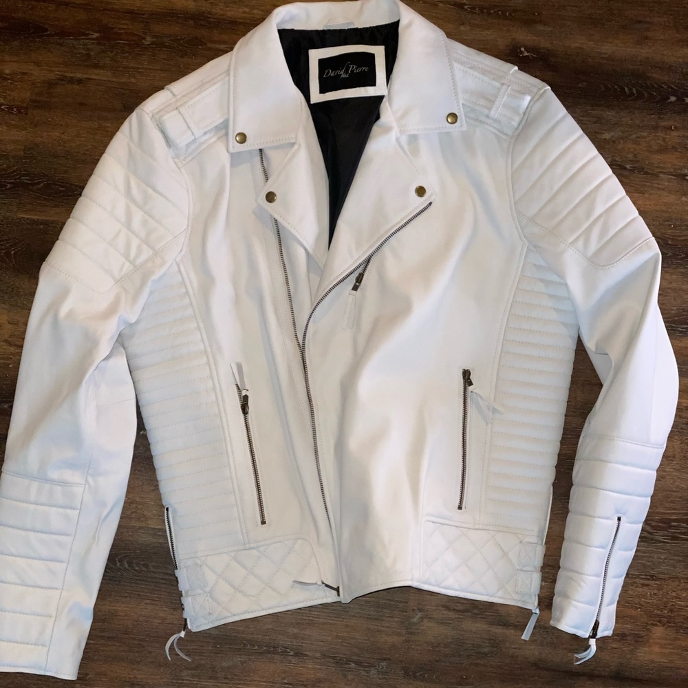 Xxl All white HANDMADE biker  ..  yes 100%leather - Picture 3 of 3